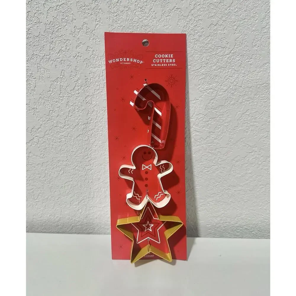 NEW Wondersshop Christmas Cookie Cutters Stainless Steel Holiday Theme  3 Count